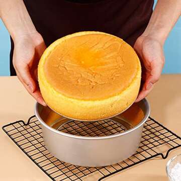 4 Inch Round Cake Pans Set of 3, Aluminum Cake Pans for baking with Removable Bottom & Non-Stick Round Cake Baking Pans for Wedding Birthday Layer Cake Pans