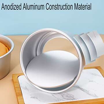 4 Inch Round Cake Pans Set of 3, Aluminum Cake Pans for baking with Removable Bottom & Non-Stick Round Cake Baking Pans for Wedding Birthday Layer Cake Pans