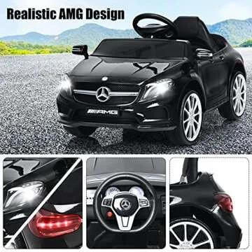 OLAKIDS Kids Ride On Car with Remote Control, 12V Licensed Mercedes Benz GLA45 Electric Vehicle for Toddlers, Battery Powered Toy with Music, USB, MP3, 2 Speeds, Wheels Suspension, LED Lights (Black)