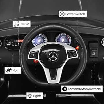 OLAKIDS Kids Ride On Car with Remote Control, 12V Licensed Mercedes Benz GLA45 Electric Vehicle for Toddlers, Battery Powered Toy with Music, USB, MP3, 2 Speeds, Wheels Suspension, LED Lights (Black)
