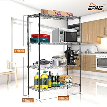Adjustable Metal 4-Shelf Unit with Liners and 150lbs Capacity