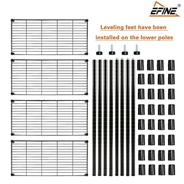 Adjustable Metal 4-Shelf Unit with Liners and 150lbs Capacity