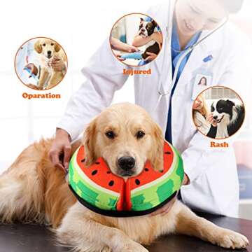 Dog Recovery Inflatable Collars Soft Donut Collar for Dogs and Cats After Surgery - Dog Protective Inflatable Neck Pillow - Does Not Block Vision E-Collar - Dog Cones Alternative (L, Red)
