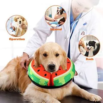 Dog Recovery Inflatable Collars Soft Donut Collar for Dogs and Cats After Surgery - Dog Protective Inflatable Neck Pillow - Does Not Block Vision E-Collar - Dog Cones Alternative (L, Red)