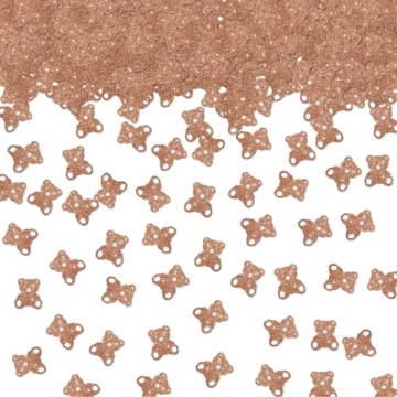 100pcs Bear Confetti, Brown Glitter We Can Bearly Wait Table Confetti for Baby Shower, Teddy Bear Pa...