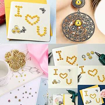 5300Pcs Gold Silver Half Pearls Beads Mix Sizes Flatback Pearls Gems Nail Pearls ABS Round Plastic Beads for Manicure Face Art DIY Crafts Jewelry Shoes Clothes Accessories