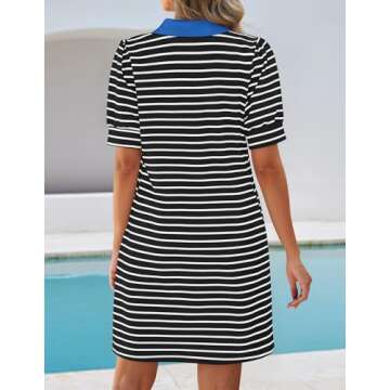 ZESICA Women's Casual Striped Mini Dress - Stylish Comfort