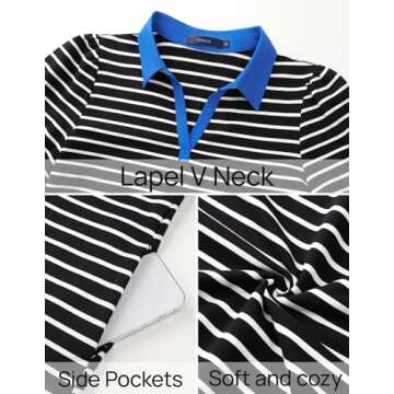 ZESICA Women's Casual Striped Mini Dress - Stylish Comfort