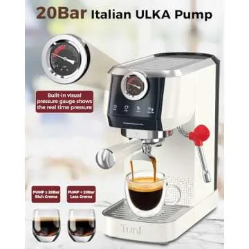 Tuni E2 58mm Espresso Machine 20Bar Espresso Maker, Dual Boiler Coffee Maker with 10mm Steam Milk Frother, Semi-automatic Coffee Machine with UKLA Pump for Espresso,Cappuccino, Gift for Coffee Lover