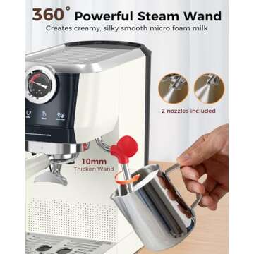 Tuni E2 58mm Espresso Machine 20Bar Espresso Maker, Dual Boiler Coffee Maker with 10mm Steam Milk Frother, Semi-automatic Coffee Machine with UKLA Pump for Espresso,Cappuccino, Gift for Coffee Lover