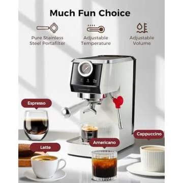 Tuni E2 58mm Espresso Machine 20Bar Espresso Maker, Dual Boiler Coffee Maker with 10mm Steam Milk Frother, Semi-automatic Coffee Machine with UKLA Pump for Espresso,Cappuccino, Gift for Coffee Lover