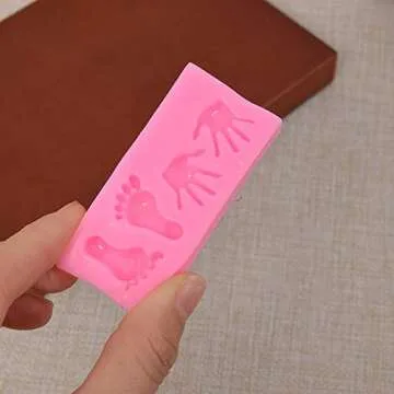 EORTA 2 Pack Cute Fondant Mould Baby Hands and Feet/Shoes Shaped Silicone Mold Baby Shower Theme Cake/Cupcake Decorating Tool for DIY, Chocolate, Gum Paste, Clay, Sugarcraft, MINI Size