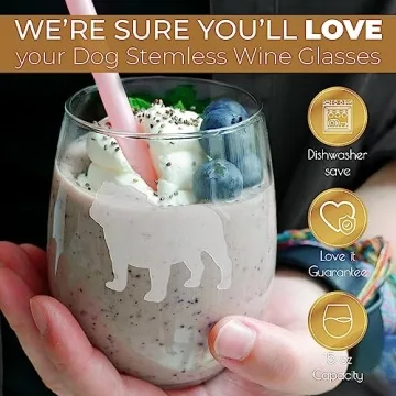 Bulldog Wine Glasses Set of 2 for Dog Lovers | Hand Etched