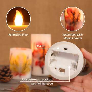 Flameless Fall Candles with Remote for Autumn Decor