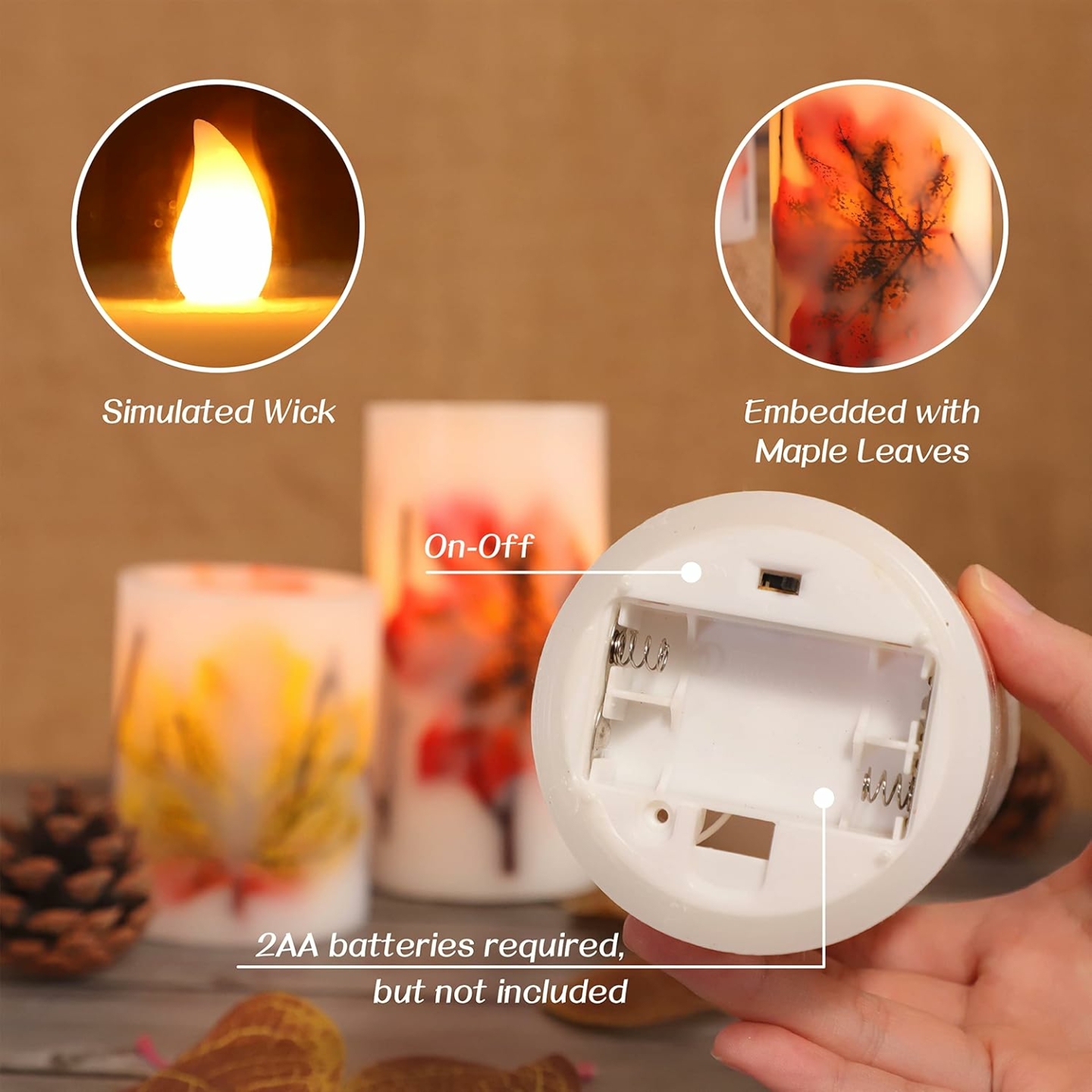 Flameless Fall Candles with Remote for Autumn Decor