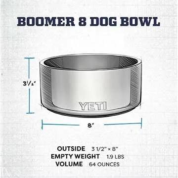 Durable YETI Boomer 8 Non-Slip Dog Bowl - 64 Oz Capacity