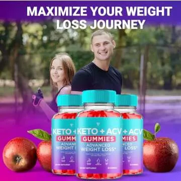 (2 Pack) Keto ACV Gummies Advanced Weight Loss, ACV Keto Gummies for Weight Loss Women Men Keto + 1000MG Apple Cider Vinegar Advanced Fat Burn Dietary Support Gummy Supplement Formula (120 Gummies)