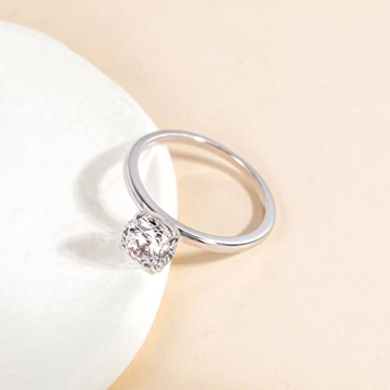 EAMTI 1.5CT Sterling Silver Engagement Ring for Women