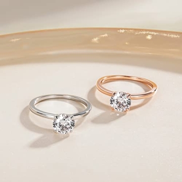 EAMTI 1.5CT Sterling Silver Engagement Ring for Women