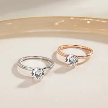 EAMTI 1.5CT Sterling Silver Engagement Ring for Women