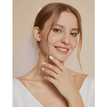 EAMTI 1.5CT Sterling Silver Engagement Ring for Women