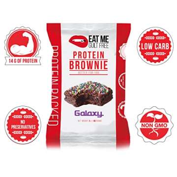 Eat Me Guilt Free Protein Brownie – Low Carb, Low Sugar, Keto-Friendly Brownies – 12 Count, Galaxy Chocolate Brownie