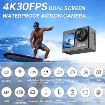 SJCAM Upgraded SJ4000 Action Camera Dual Screen 4K30FPS Ultra HD Underwater Camera Waterproof 170° ...