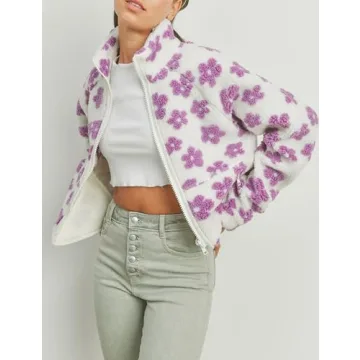 Yeokou Floral Jacket Women Winter Sherpa Fleece Coat