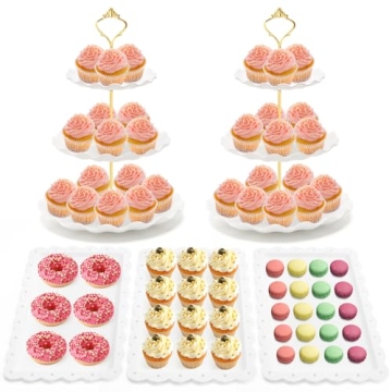 Coitak 5 Pieces Cupcake Stand Set - Elegant Dessert Display with Tray Set for All Occasions