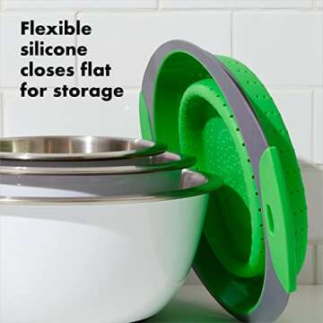 OXO Good Grips Silicone Collapsible Colander, 3.5 Quart, Green