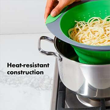 OXO Good Grips Silicone Collapsible Colander, 3.5 Quart, Green