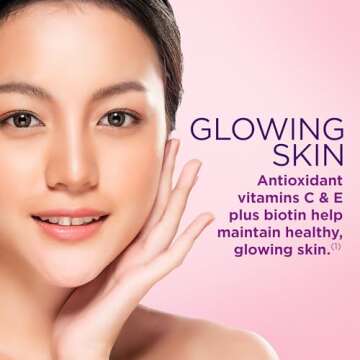 Nature's Bounty Optimal Solutions Hair, Skin and Nails Gummies with Biotin, 25000 mcg, Strawberry Flavored, 200 Count