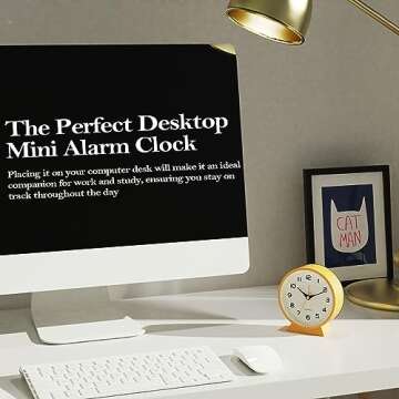 AYRELY® 4.5" Analog Alarm Clock,Small Retro Desk Clock Battery Operated,Slient Metal Table Clock with Light for Living Room Decor,Bedroom,Bedside,Shelf (Orange)