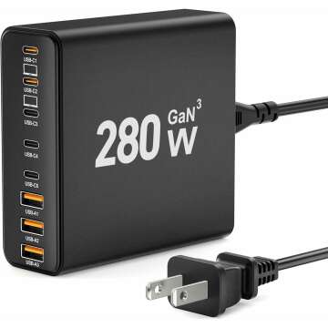 280W USB C Charging Station with GaN Technology