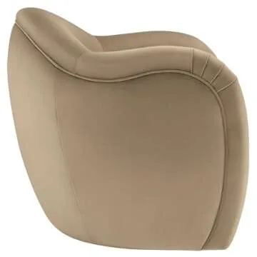 Modway Compose Barrel Chair with Performance Velvet Fabric in Taupe – Upholstered Accent Armchair with Curved Backrest – Cozy Lounge Chair for Reading – Round Comfy Single Sofa Club Chair
