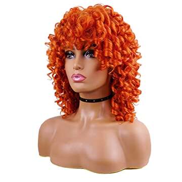 AIDUSA Short Loose Curly Wig for Black Women Short Curly Wigs for Black Women Curl Afro Wigs for Black Women Synthetic Hair Wig Natural Half Wigs for Women Soft Hair Ginger Wigs (Orange)
