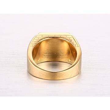 CARTER PAUL Men's Stainless Steel Black Onyx Gold Ring Europe and America Style, Size 7