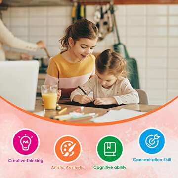 Scratch Paper Art Sets, Magic Scratch Rainbow Crafts Kits Drawing Toys for 3 4 5 6 7 8 9 Years Old G...