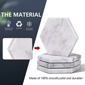 Elegant Set of 6 Handcrafted Marble Coasters for Home