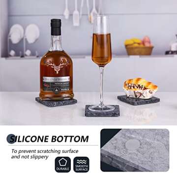 Set of 6 Coaster Cup Pad,4'' Handcrafted Natural Modern Coasters for Wine Glass,Coffee Cup,Soft Drinks,Water,or Beer for Kitchen Caddy,Car,Office Drink Coaster Sets- Decorative Sleek