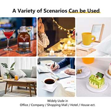 Set of 6 Coaster Cup Pad,4'' Handcrafted Natural Modern Coasters for Wine Glass,Coffee Cup,Soft Drinks,Water,or Beer for Kitchen Caddy,Car,Office Drink Coaster Sets- Decorative Sleek