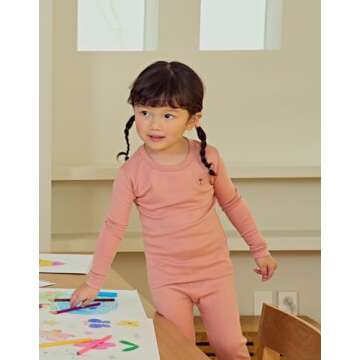 moimoln Solid Soft Cotton Modal Baby Toddler Boys Girls Snug fit Pjs Pajama Long Sleepwear Pink 3T