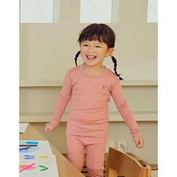 moimoln Solid Soft Cotton Modal Baby Toddler Boys Girls Snug fit Pjs Pajama Long Sleepwear Pink 3T