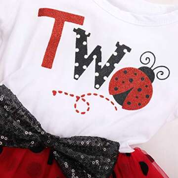 It’s My 1st/2nd Birthday Outfit Toddler Baby Girl ONE Party Tutu Dress for Kids Halloween Pageant Half/First Onesie Crown Infant Skirt Sets for Photo Props Costume Age Ladybug-Two 2Y