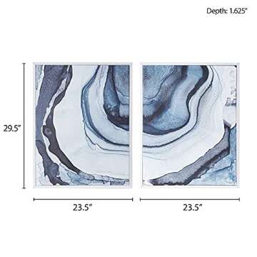 Madison Park Ethereal Wall Art Living Room Décor - Frame Modern Abstract Stretched, Gel Coated Canvas Entry Way Decoration, Ready to Hang Painting for Bedroom, 23.5"W x 29.5"H x 1.625"D , Blue 2 Piece