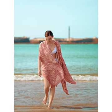 Breezy Lane Kimono Cardigan for Wmen Beach Coverup Bathing Suit Cover Up for Swimsuit Summer Kimonos Resort Wear