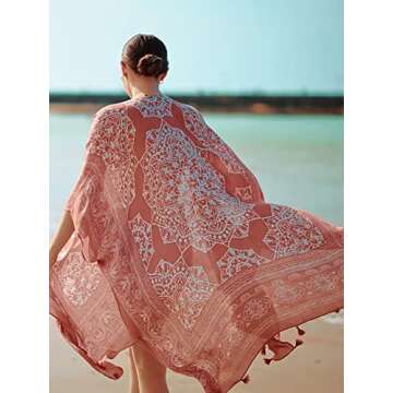 Breezy Lane Kimono Cardigan for Wmen Beach Coverup Bathing Suit Cover Up for Swimsuit Summer Kimonos Resort Wear