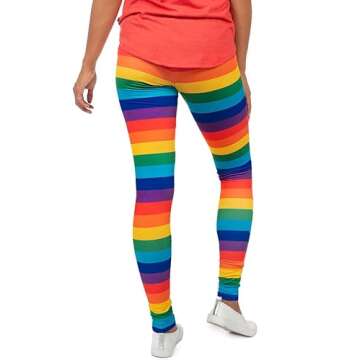 Tipsy Elves Rainbow Striped Fitness Workout Leggings for Women Size Large