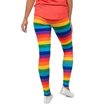 Tipsy Elves Rainbow Striped Fitness Workout Leggings for Women Size Large