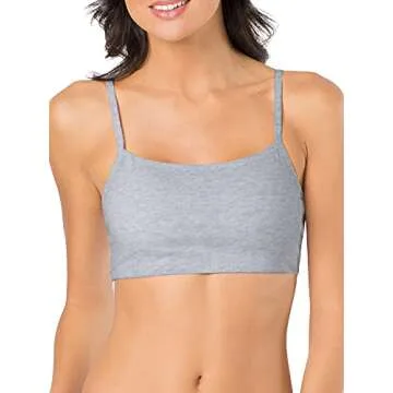 Fruit of the Loom Women's Spaghetti Strap Cotton Pullover Sports Bra, Black/White/White/Heather Grey 4-Pack, 40